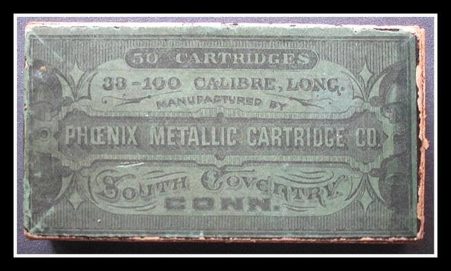 Lid label for 38-100 Long Rimfire Cartridges