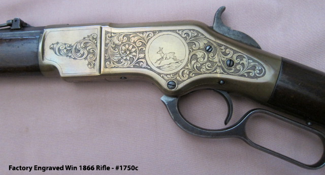 Factory Engraved Winchester 1866 Rifle - Jumping Stag Engraving