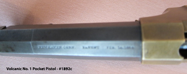 Volcanic No.1 Pocket Pistol - Barrel Address